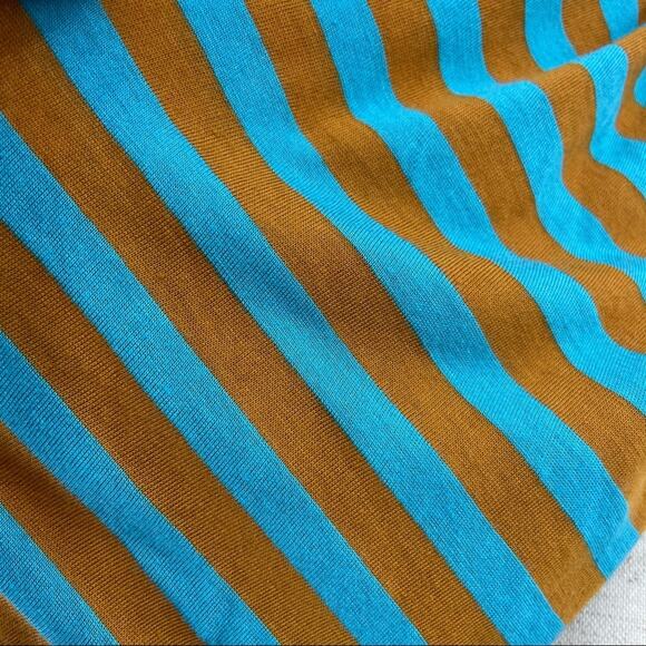 Infinity Scarf Head Covering Face Mask Stripe Color Block Orange Blue Viscose - Picture 6 of 8